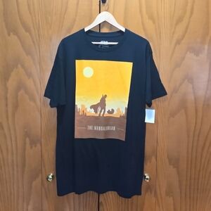 NWT Star Wars Black Tee with Orange Mandalorian Graphic